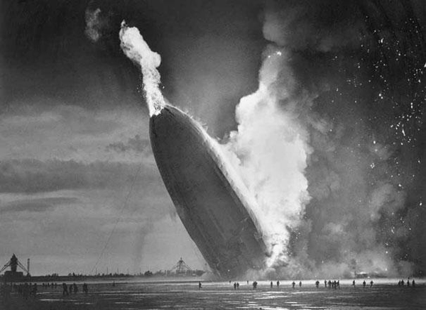 7.) This picture of the Hindenburg as it crashed.